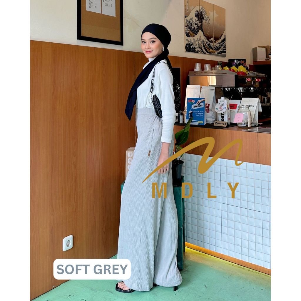 MDLY Terbaru Celana pankang wanita Deya Pleats Cullote dan Myla Pants by MDLY Soft grey