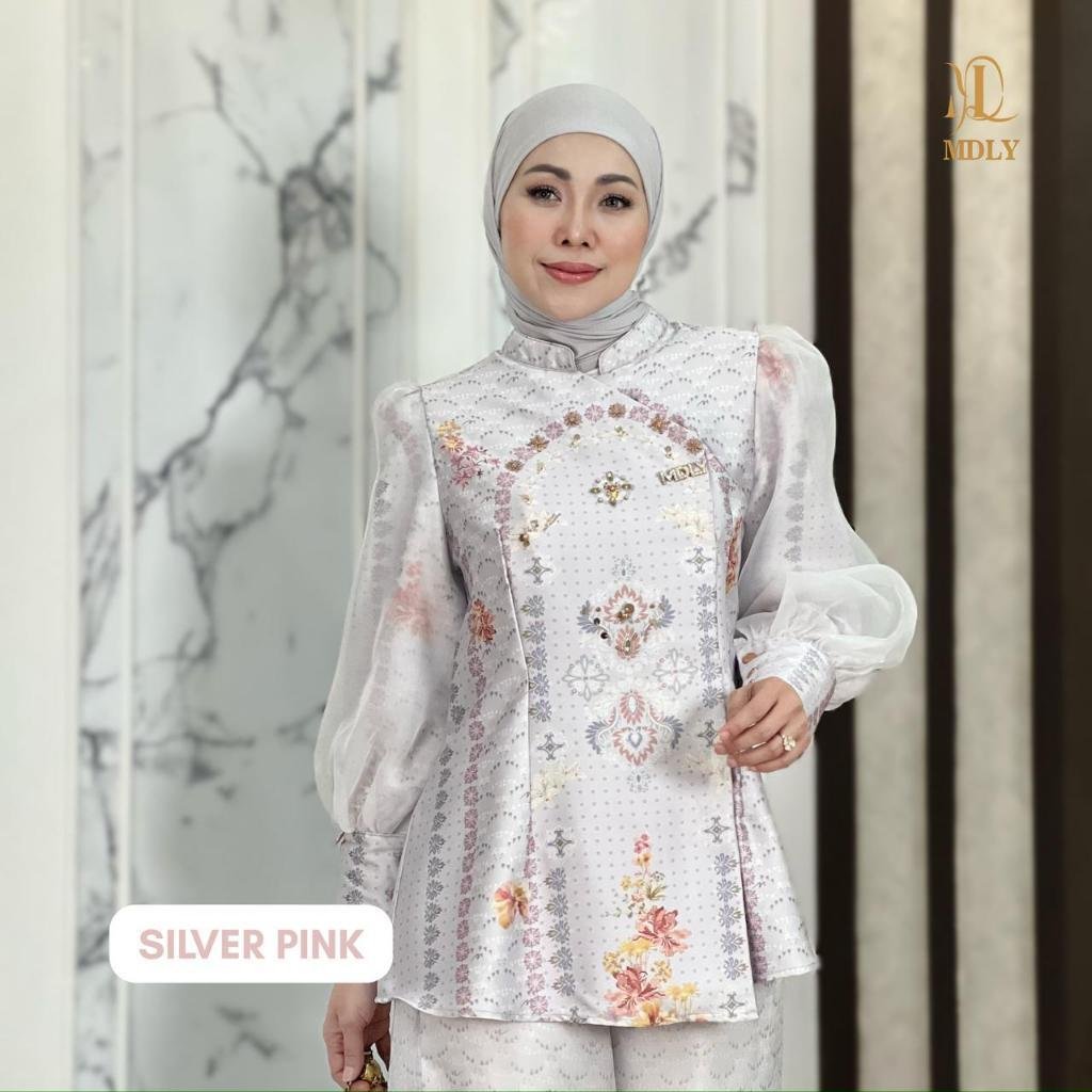 MDLY Terbaru Edisi Hari Raya Lebaran - Janggan Ruya Set - Setelan wanita muslim  Elegan Modis Silver Pink