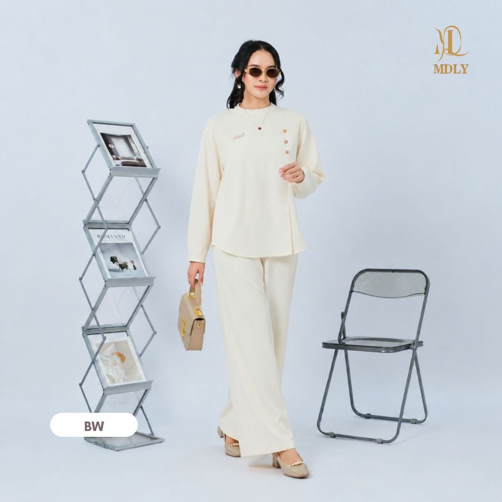 Azka Set & Audy Set By MDLY - One Set Wanita Setelan Wanita Murah Terbaru Bahan Katun Premium Polos Setcel Wanita Setelan Celana Wanita Elegan Hijab Friendly mdly Terbaru Ori Audy Bw