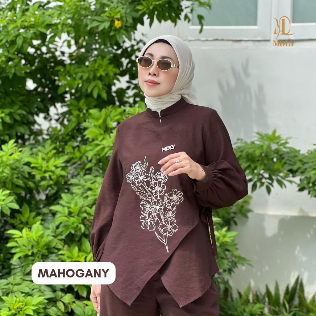 Azka Set & Audy Set By MDLY - One Set Wanita Setelan Wanita Murah Terbaru Bahan Katun Premium Polos Setcel Wanita Setelan Celana Wanita Elegan Hijab Friendly mdly Terbaru Ori Mahogany
