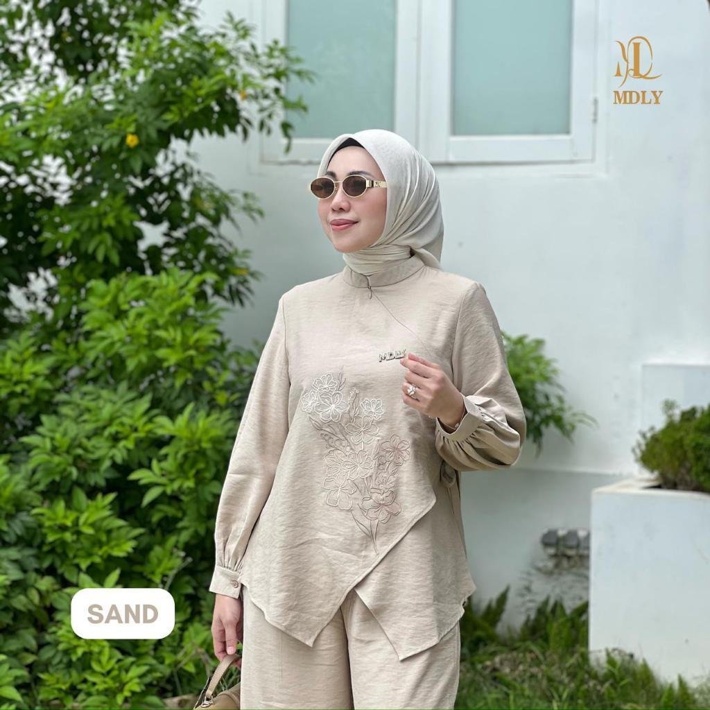 Azka Set & Audy Set By MDLY - One Set Wanita Setelan Wanita Murah Terbaru Bahan Katun Premium Polos Setcel Wanita Setelan Celana Wanita Elegan Hijab Friendly mdly Terbaru Ori Sand