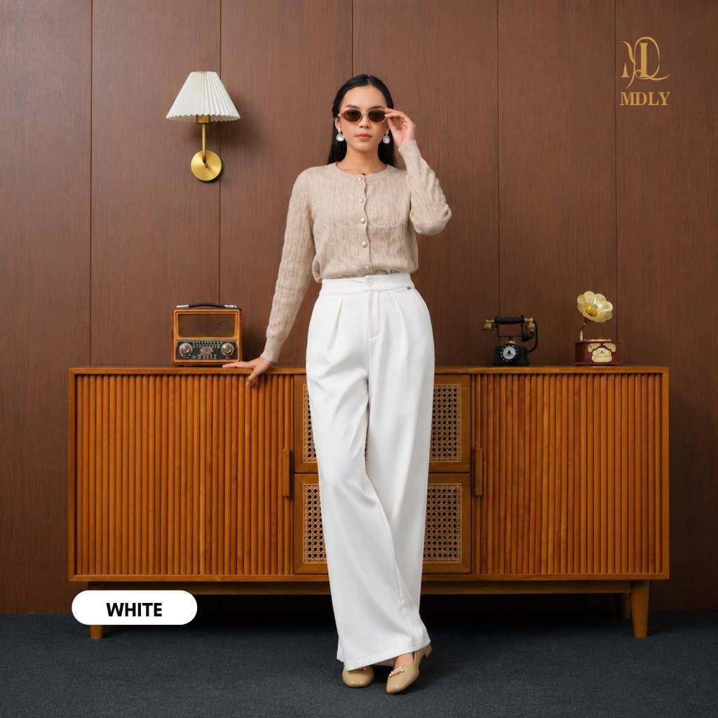 MDLY Terbaru Jia Pants Celana Panjang Wanita bahan Kain Premium Casual Elegan White