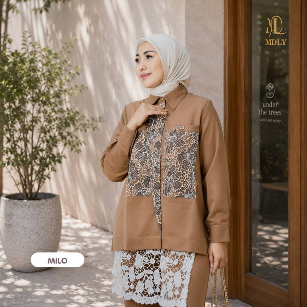 Baery Shirt & Lolly Shirt  by MDLY - Atasan Wanita Kemeja Kerja Murah Terbaru Bahan Katun Premium Motif Shirt Casual Lengan Panjang mdly Terbaru Ori Lolly Milo