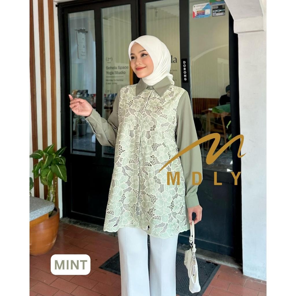 Baery Shirt & Lolly Shirt  by MDLY - Atasan Wanita Kemeja Kerja Murah Terbaru Bahan Katun Premium Motif Shirt Casual Lengan Panjang mdly Terbaru Ori Mint