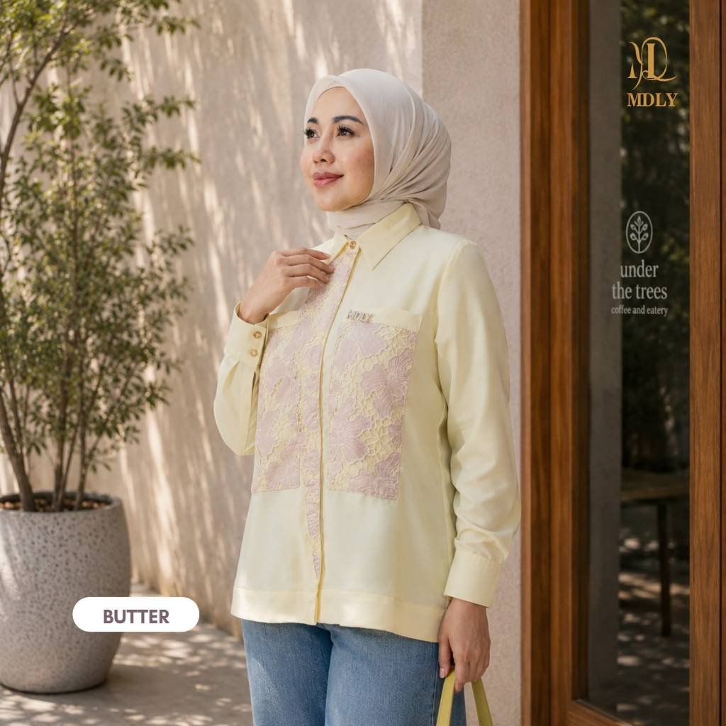 Baery Shirt & Lolly Shirt  by MDLY - Atasan Wanita Kemeja Kerja Murah Terbaru Bahan Katun Premium Motif Shirt Casual Lengan Panjang mdly Terbaru Ori Lolly Butter