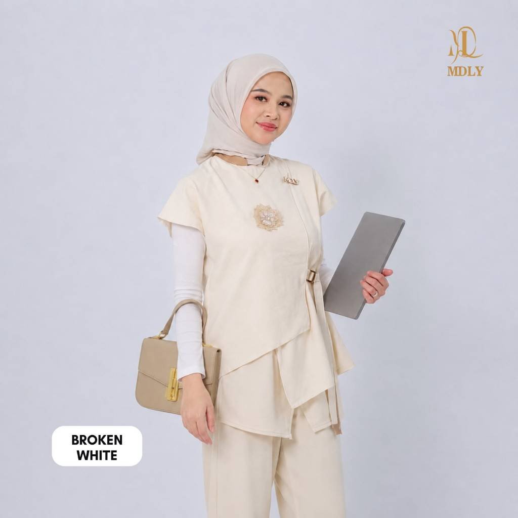 Fleur Vest & Adera Vest By MDLY - Kemeja Kerja Vest Murah Terbaru Bahan Semiwoll with Floral 3D Polos Vest Casual Terbaru Ori Adera Bw