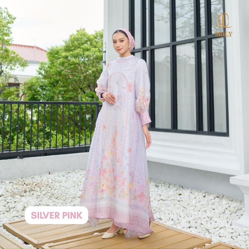 Ruya Dress By MDLY - MDLY Terbaru Baju Lebaran Raya Collection 2026 Sarimbit Series Ori MDLY Silver Pink Org Dres