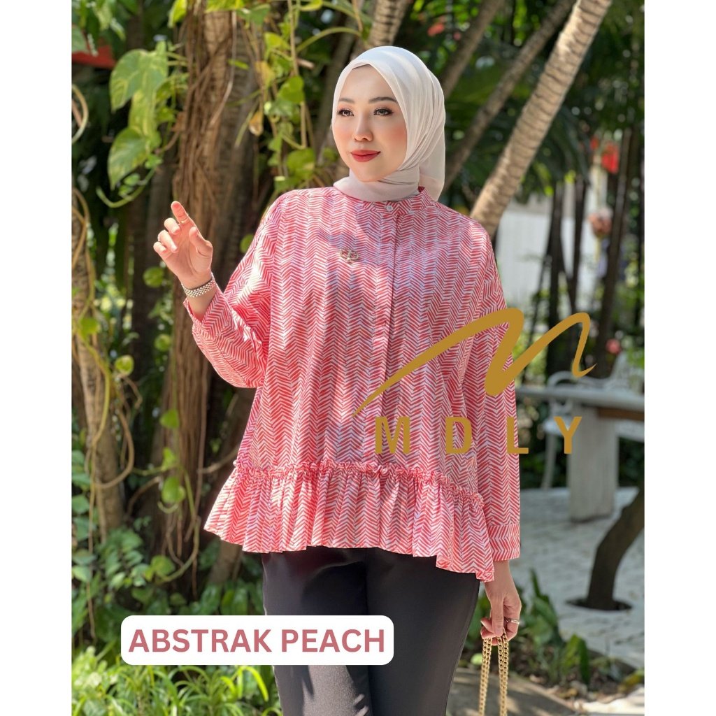 MDLY Original Terbaru Atasan Wanita Khawla Shirt & Elora shirt by Mdly Abstrack peach