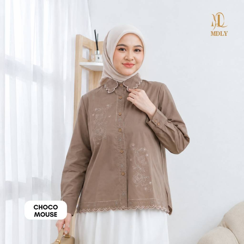 MDLY Original Terbaru Atasan Wanita Khawla Shirt & Elora shirt by Mdly Elora Choco mouse
