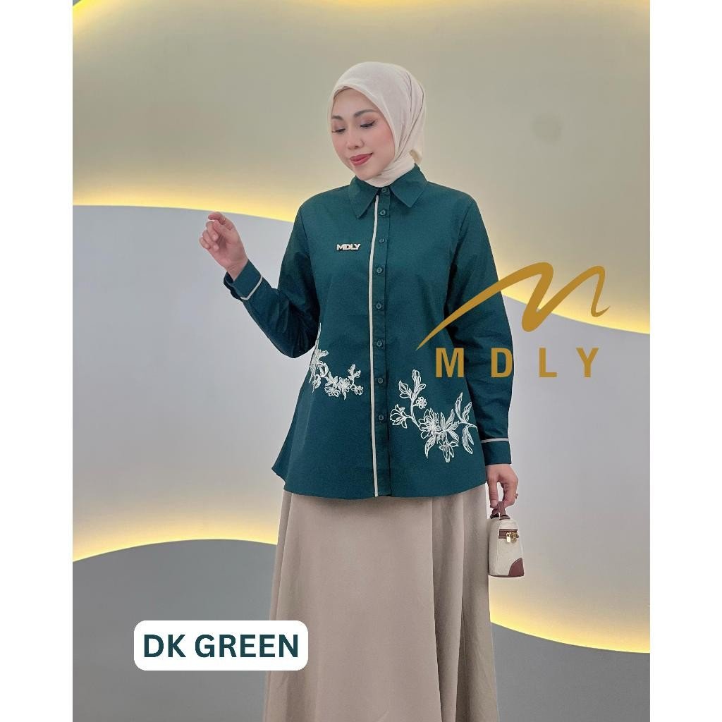 Pamela Skirt Set & Meisya Set By MDLY - One Set Wanita Setelan Wanita Murah Terbaru Bahan Katun Premium Polos Setcel Wanita Setelan Rok Wanita Elegan Hijab Friendly mdly Terbaru Ori Dark green taupe