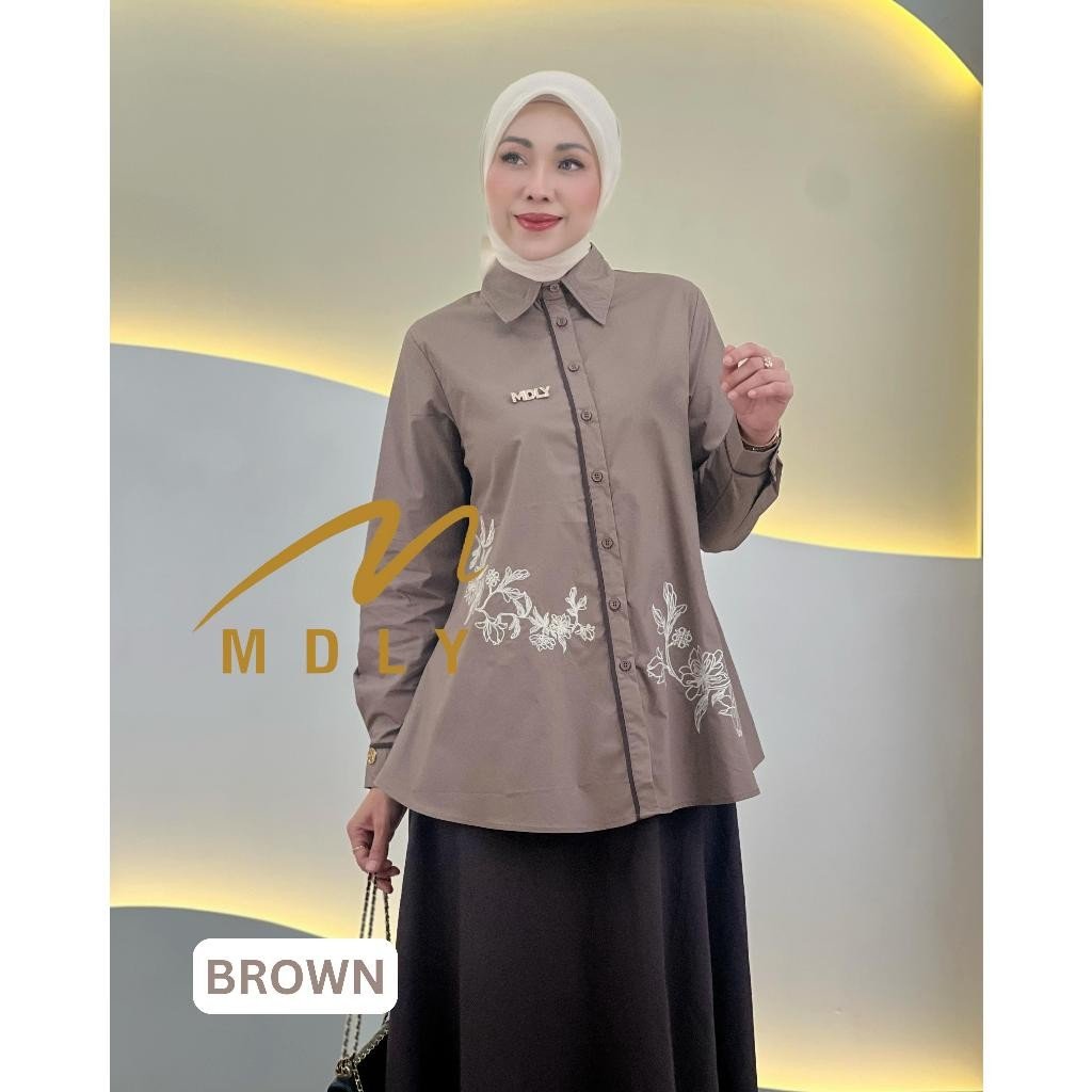 Pamela Skirt Set & Meisya Set By MDLY - One Set Wanita Setelan Wanita Murah Terbaru Bahan Katun Premium Polos Setcel Wanita Setelan Rok Wanita Elegan Hijab Friendly mdly Terbaru Ori Brown dk brown