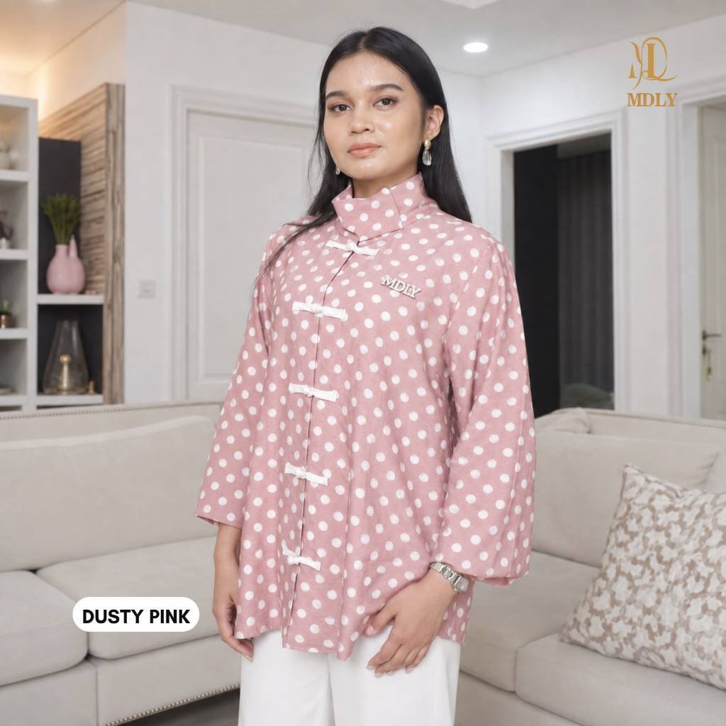 MDLY Terbaru Jade shirt Atasan Wanita Kemeja Kerja Bahan Premium Terbaru  Shirt Casual Lengan Panjang Ds pink