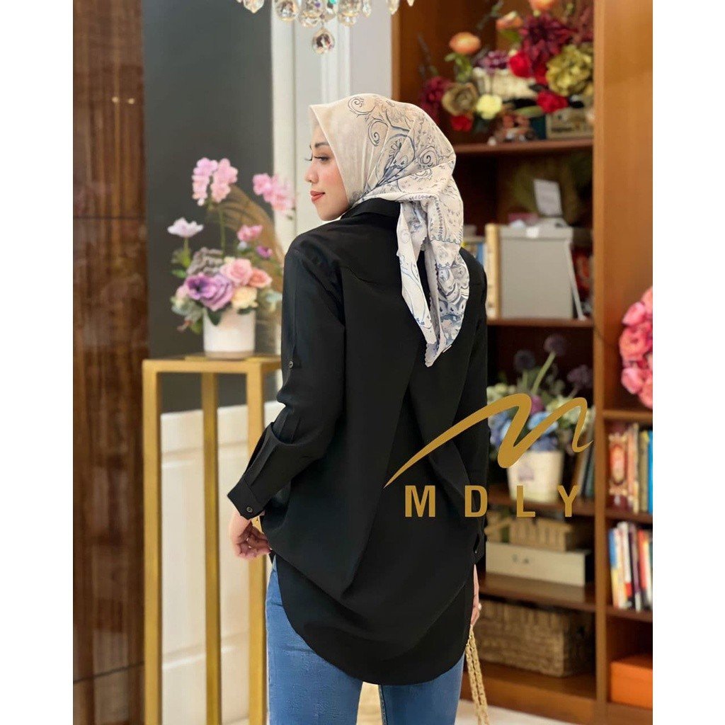 MDLY Terbaru  Kimmy Shirt , Lyra Shirt , Willona Shirt Atasan Wanita Kemeja Kerja Wanita Bahan Premium Lengan Panjang Hitam