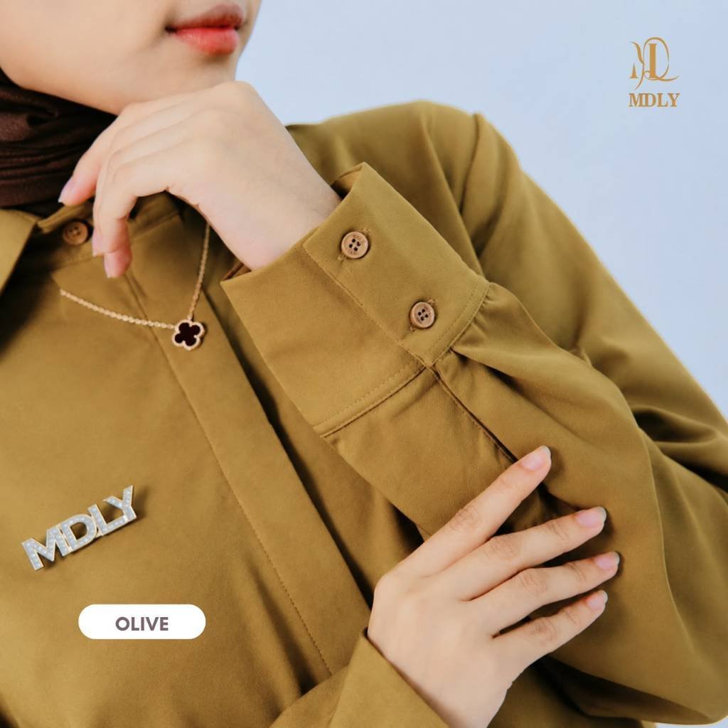 MDLY Terbaru  Kimmy Shirt , Lyra Shirt , Willona Shirt Atasan Wanita Kemeja Kerja Wanita Bahan Premium Lengan Panjang Kimmy Olive