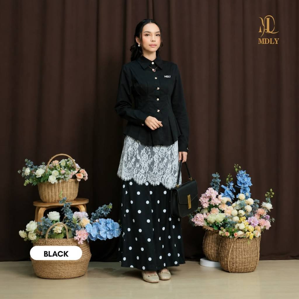 MDLY Terbaru  Kimmy Shirt , Lyra Shirt , Willona Shirt Atasan Wanita Kemeja Kerja Wanita Bahan Premium Lengan Panjang Willona Black