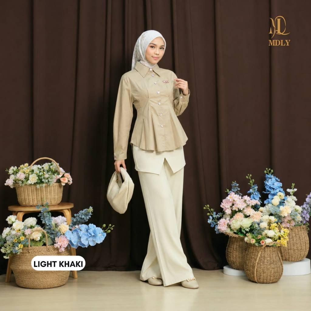 MDLY Terbaru  Kimmy Shirt , Lyra Shirt , Willona Shirt Atasan Wanita Kemeja Kerja Wanita Bahan Premium Lengan Panjang Willona Lt Khaky