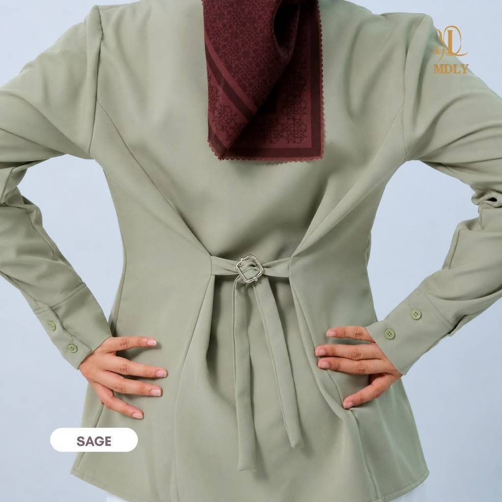 MDLY Terbaru  Kimmy Shirt , Lyra Shirt , Willona Shirt Atasan Wanita Kemeja Kerja Wanita Bahan Premium Lengan Panjang Kimmy Sage