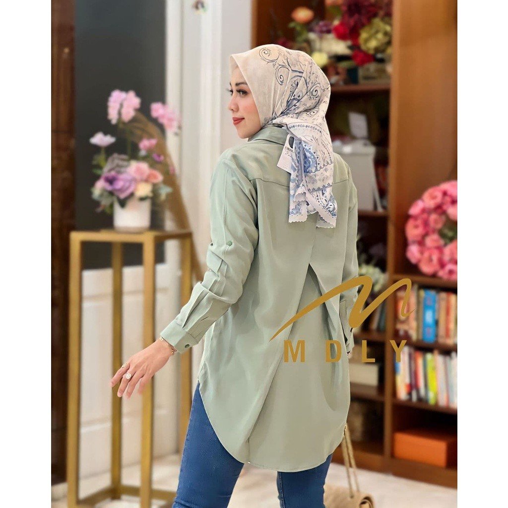 MDLY Terbaru  Kimmy Shirt , Lyra Shirt , Willona Shirt Atasan Wanita Kemeja Kerja Wanita Bahan Premium Lengan Panjang Matcha